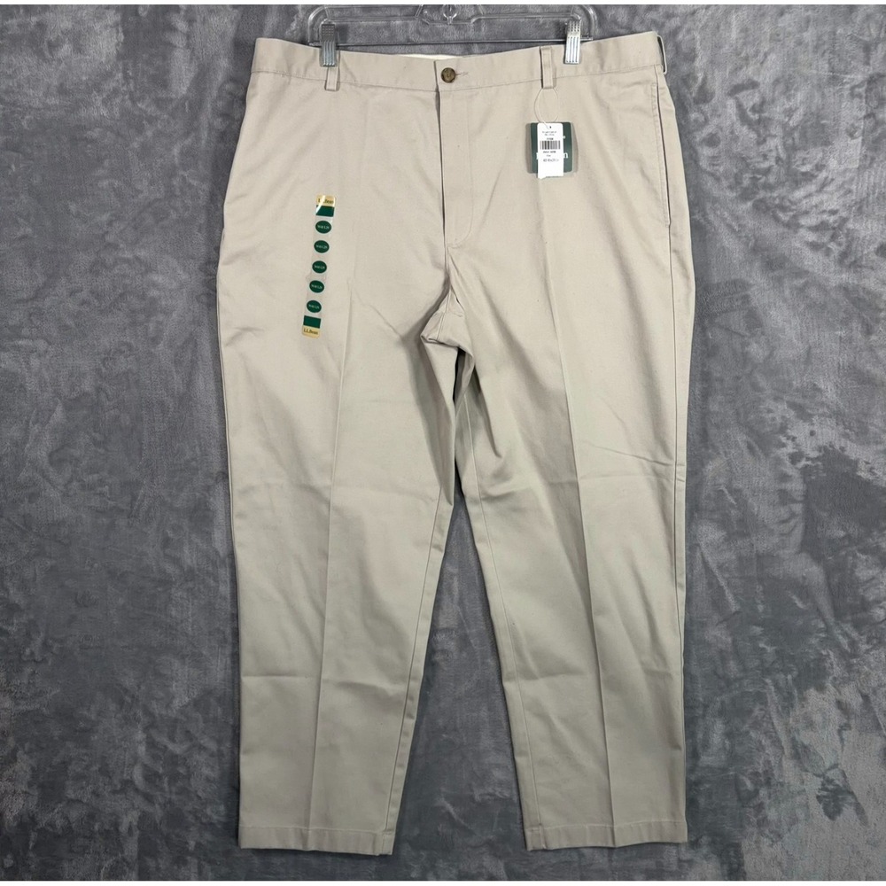 LL Bean Double L Chino Pants Mens 40x29 New Beige Cotton Classic Straight
